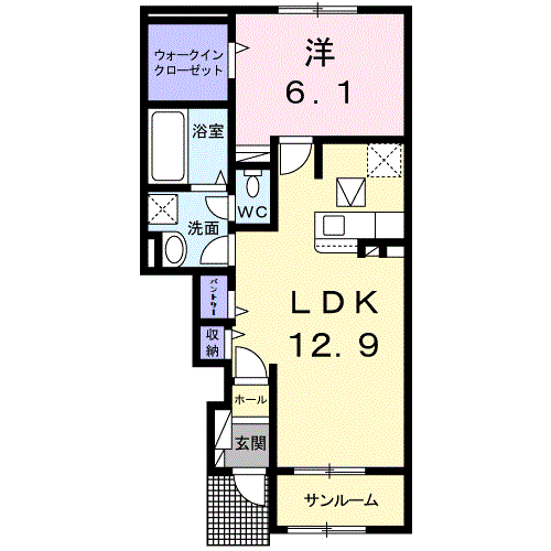 酒々井町　2021年築　1LDKの間取り