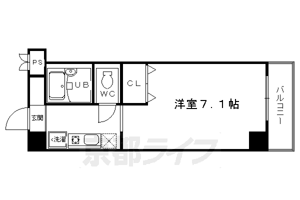 京都市右京区嵯峨天龍寺瀬戸川町のマンションの間取り