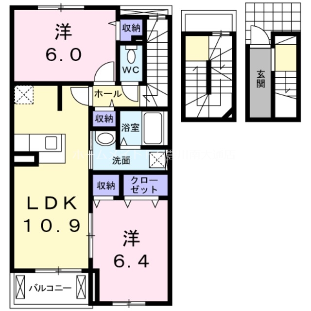 豊橋市大崎町のアパートの間取り