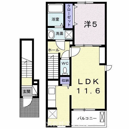 武蔵村山市本町のアパートの間取り