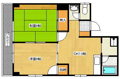 広島市南区旭のマンションの間取り