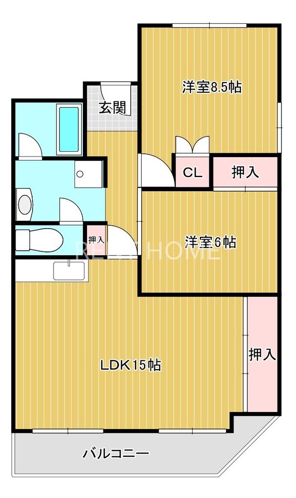 八尾市桜ヶ丘のアパートの間取り