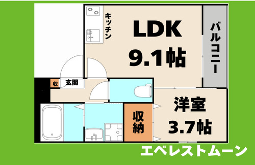 名古屋市中村区二瀬町のアパートの間取り