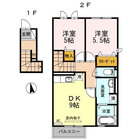 東大阪市加納のアパートの間取り