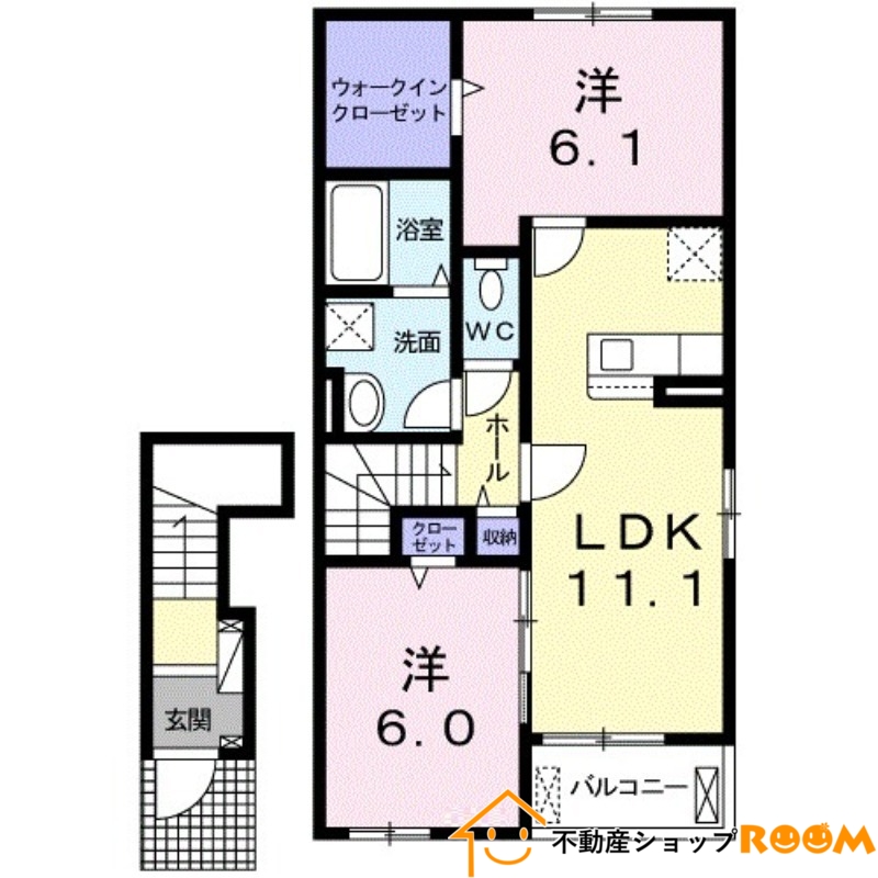 八女郡広川町大字新代のアパートの間取り