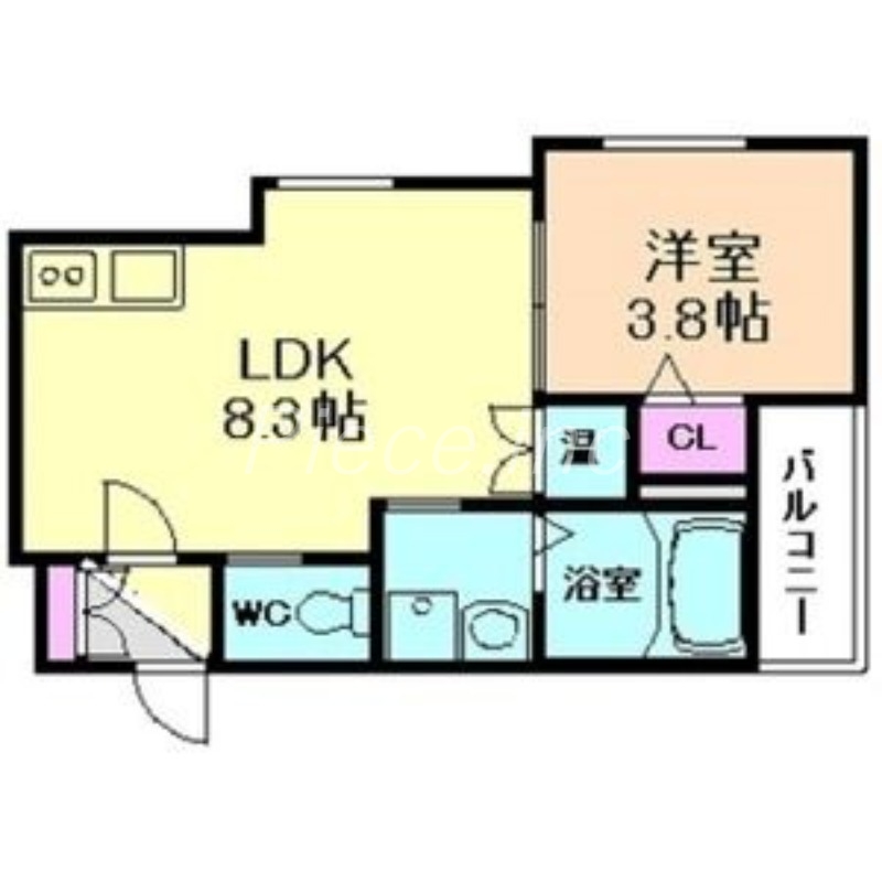 大阪市東淀川区北江口のアパートの間取り