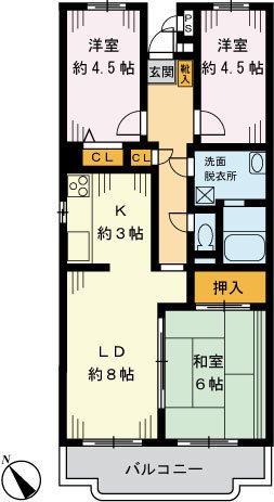 府中市紅葉丘のマンションの間取り