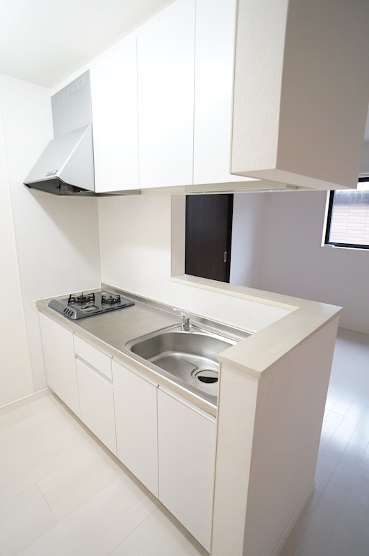 キッチン　料理スペースが広めの2口システムキッチン。