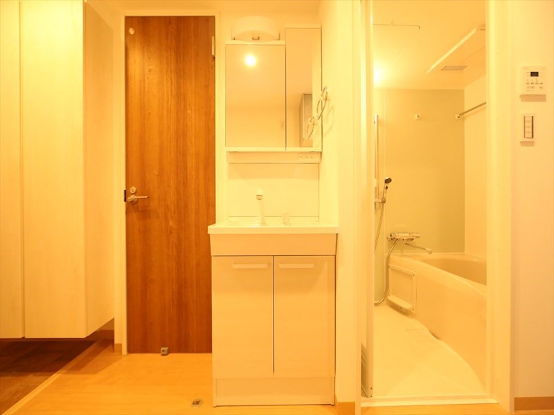 洗面設備　独立洗面台（シャンプードレッサー付）収納スペース有