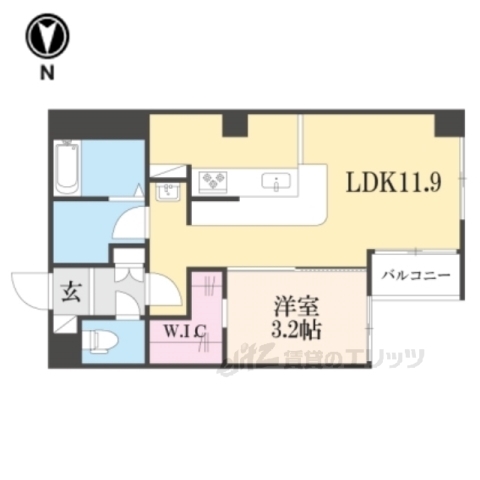 京都市南区西九条大国町のマンションの間取り