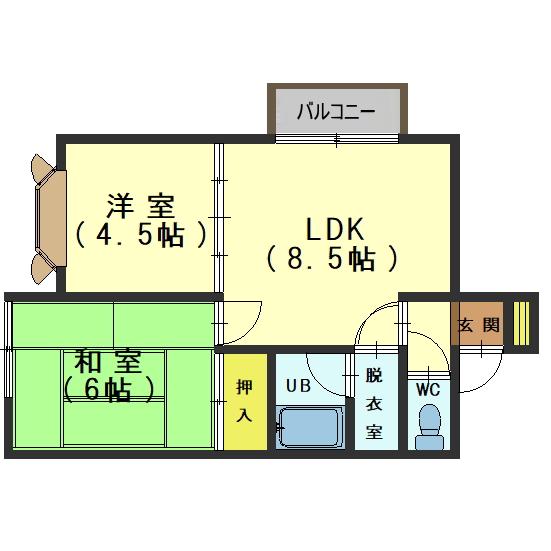 函館市山の手のアパートの間取り