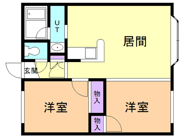 白老郡白老町日の出町のアパートの間取り