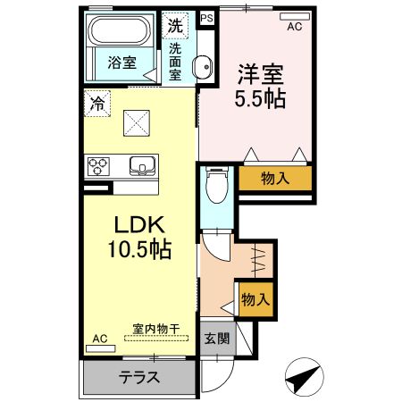 豊橋市高師町のアパートの間取り