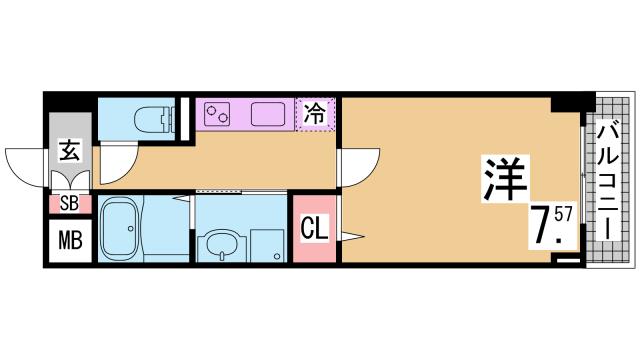 神戸市長田区大橋町のマンションの間取り