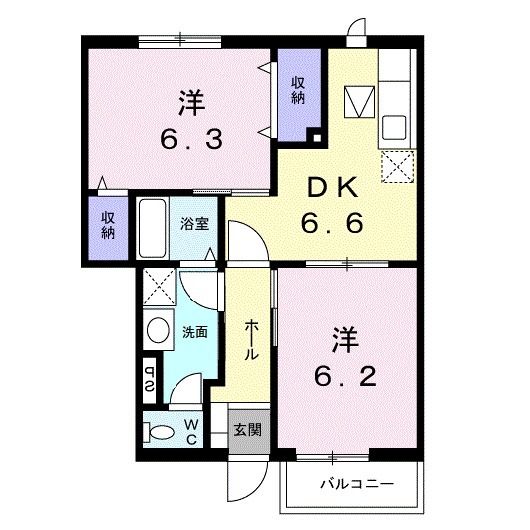 浜松市浜名区根堅のアパートの間取り