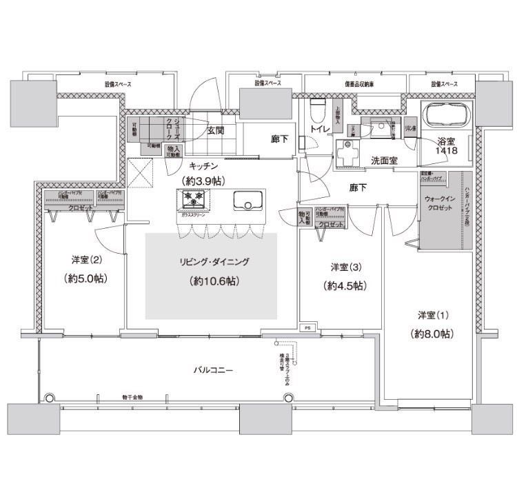 福岡市東区香椎照葉のマンションの間取り