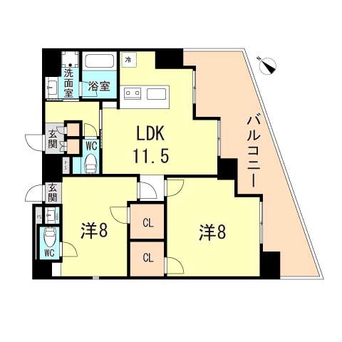 【神戸市中央区下山手通のマンションの間取り】