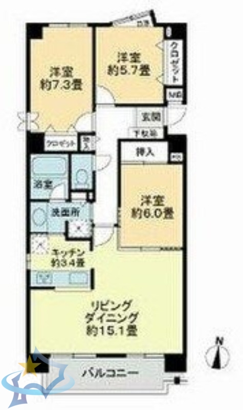 札幌市中央区南十六条西のマンションの間取り