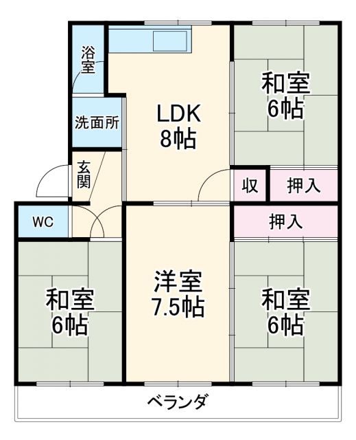 パビリオンながしのＢ棟の間取り