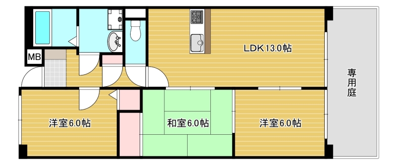 大東市幸町のマンションの間取り