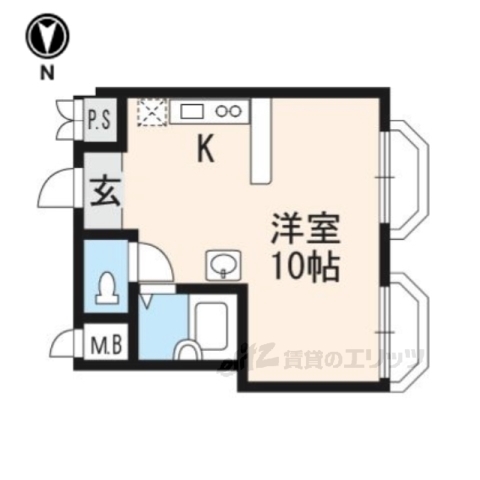 京都市北区紫竹上ノ岸町のマンションの間取り