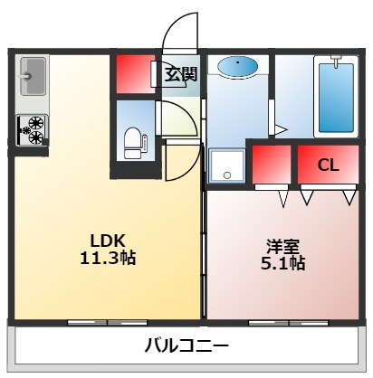 熊本市中央区国府のアパートの間取り