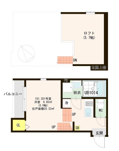 仙台市宮城野区岩切のアパートの間取り