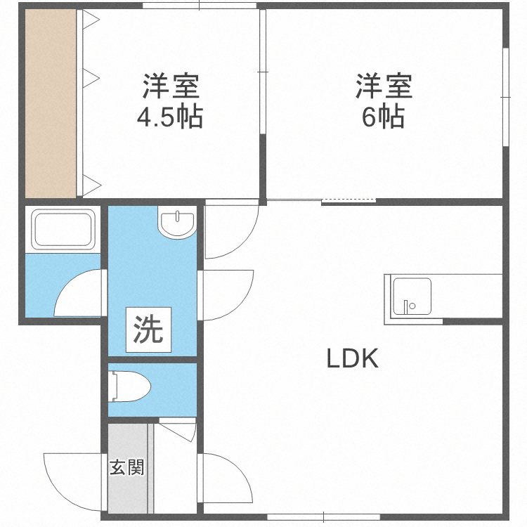 札幌市豊平区豊平六条のアパートの間取り