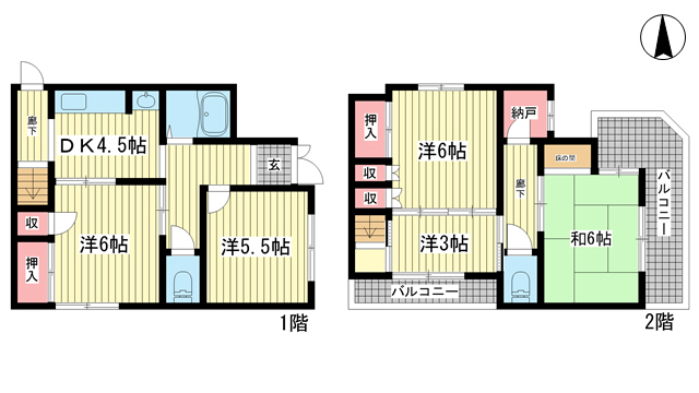 神若通3丁目　貸家の間取り