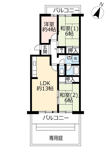 ＵＲグリーンタウン槇島の間取り