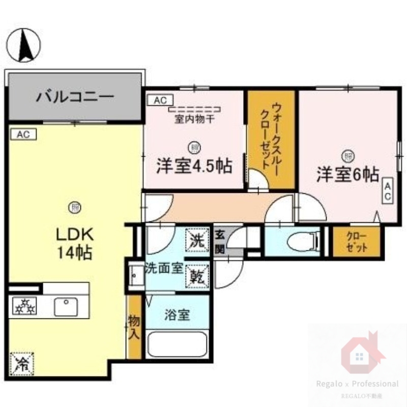 大阪市住吉区山之内のアパートの間取り