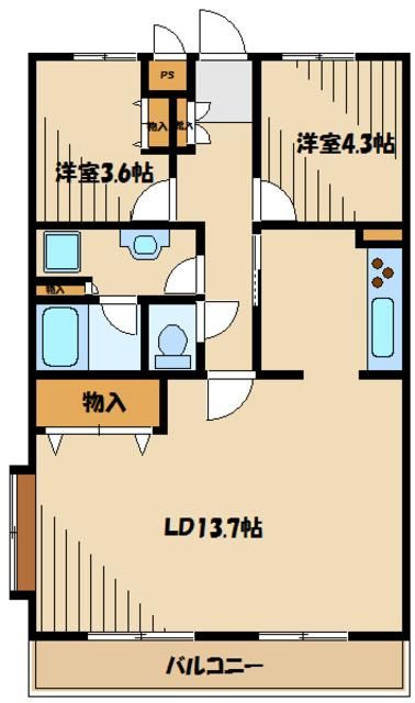 相模原市南区松が枝町のマンションの間取り