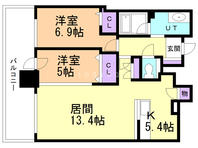 札幌市東区北七条東のマンションの間取り