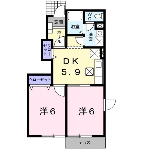 遠賀郡芦屋町山鹿のアパートの間取り