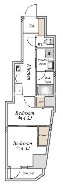 【新宿区新小川町のマンションの間取り】