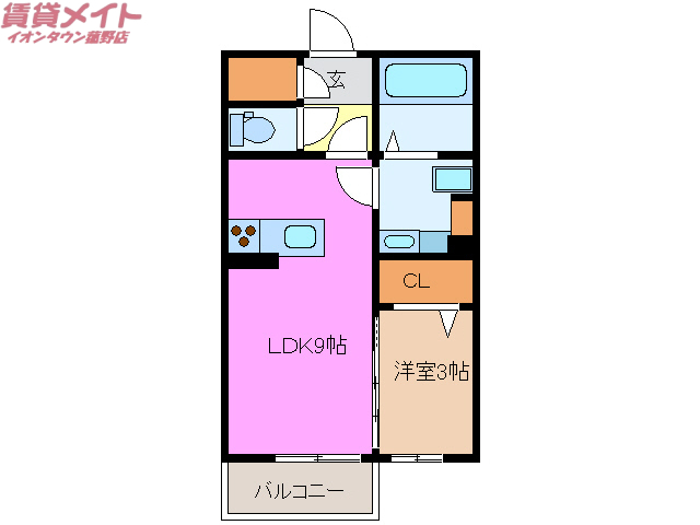 三重郡菰野町大字潤田のアパートの間取り