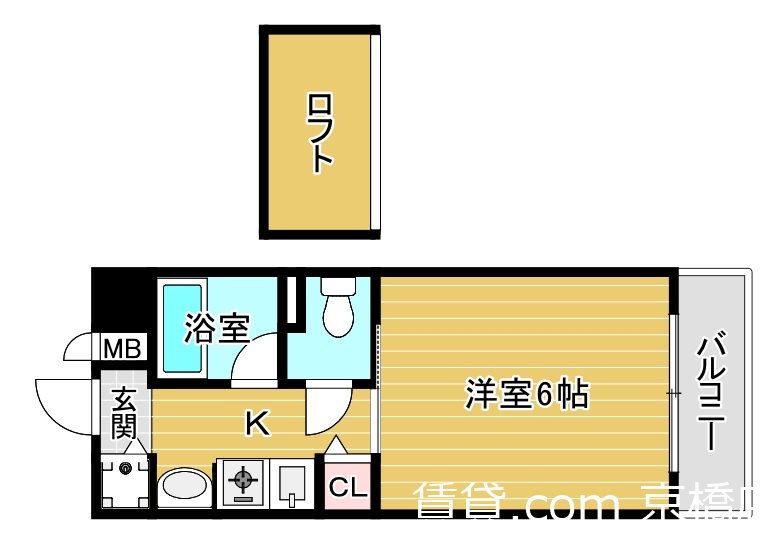 大阪市都島区片町のマンションの間取り