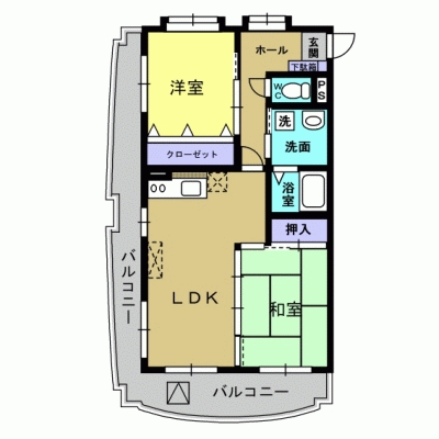 【鹿児島市本名町のマンションの間取り】