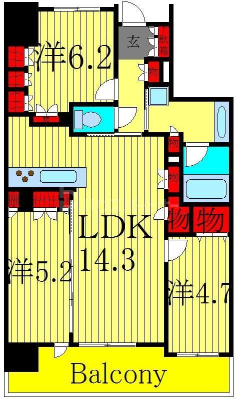 足立区綾瀬のマンションの間取り