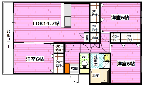 広島市安芸区矢野東のマンションの間取り