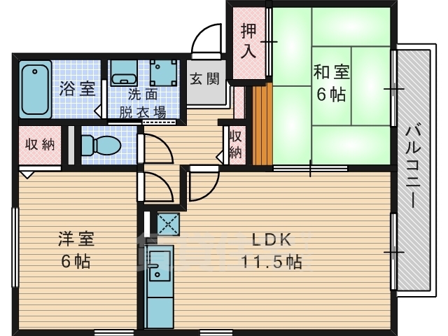 枚方市伊加賀西町のアパートの間取り