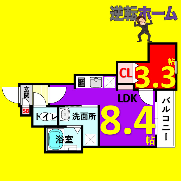 名古屋市瑞穂区井戸田町のアパートの間取り