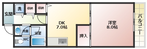 柏原市旭ケ丘のマンションの間取り