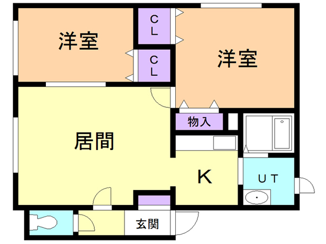 苫小牧市拓勇西町のアパートの間取り