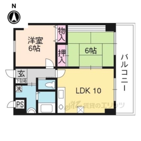 京都市伏見区東町のマンションの間取り