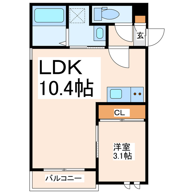 熊本市西区花園のアパートの間取り