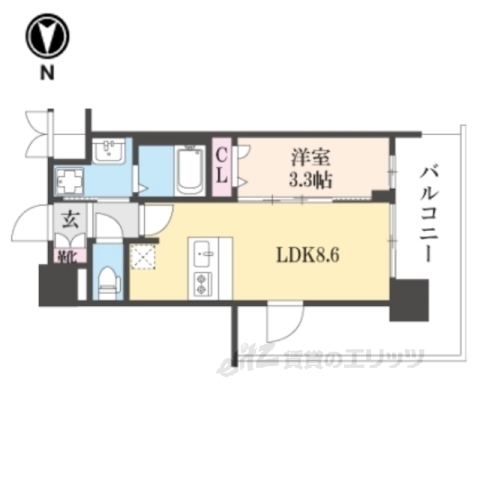 京都市南区東九条南河辺町のマンションの間取り