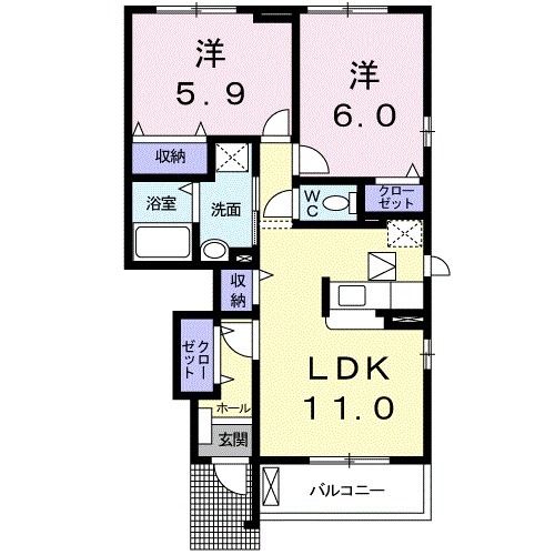 豊橋市伊古部町のアパートの間取り