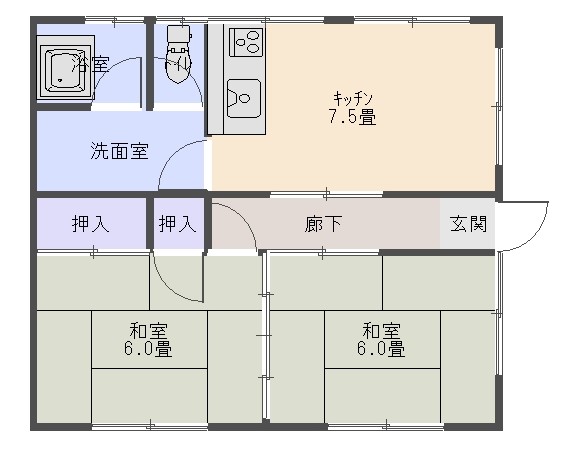 四家アパートの間取り