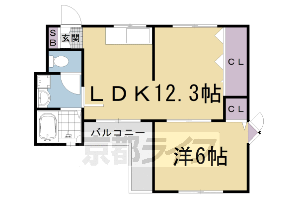 京都市右京区西院西今田町のマンションの間取り